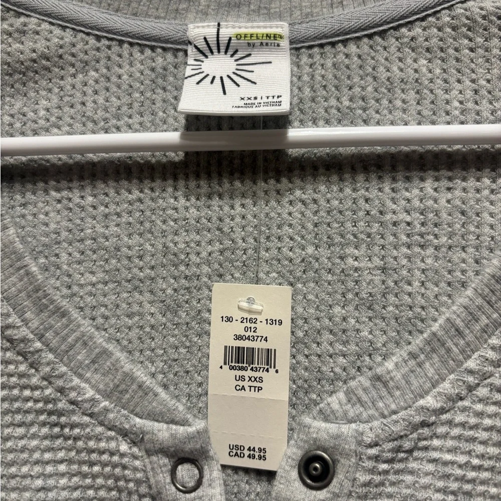 Aerie Heather Gray Button-Up Crop Top - Picture 3 of 4